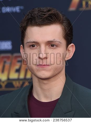 LOS ANGELES - APR 23:  Tom Holland arrives to the Marvel Studios 'Avengers: Infinity War' World Premiere  on April 23, 2018 in Hollywood, CA                