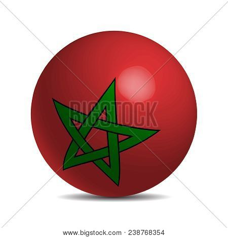 Moroco Flag On A 3d Ball With Shadow, Vector Illustration