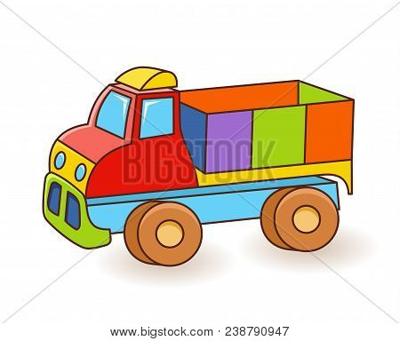 Toy Truck Flash Card. Kids Wall Art. First Word Flashcard. Playroom Decor. Colorful Toy Truck. Carto