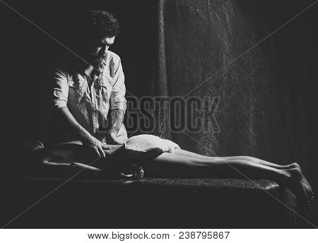 Man, Woman With Naked Body, Valentines Day. Sexy Body, Family Couple, Massage. Erotic Games, Desire,