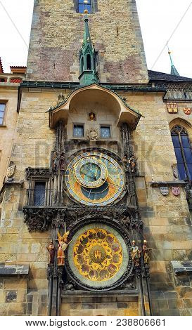 Old Town Hall Tower (staromestska Radnice) With Astronomical Clock In Prague, Czech Republic