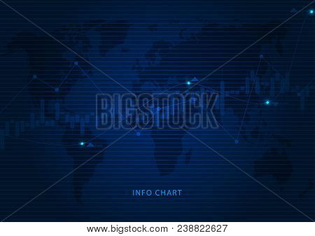 Financial Graph With A Linear Diagram, A Histogram In The Stock Market On A Gradient Blue Background