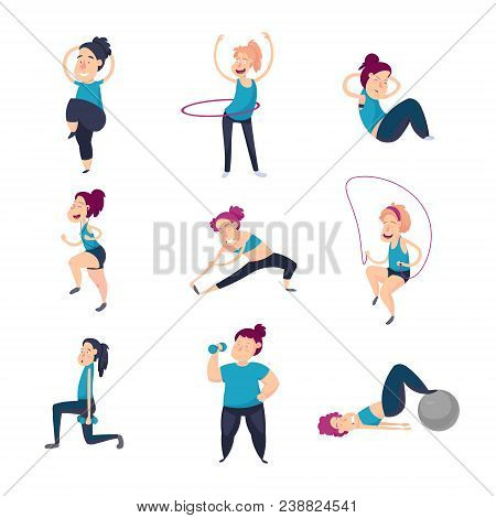 Fat Girl Prepares For Summer Exercises In The Gym