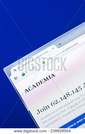 Ryazan, Russia - April 29, 2018: Homepage Of Academia Website On The Display Of Pc, Url - Academia.e