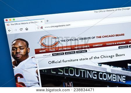London, Uk - March 7th 2018: The Homepage Of The Official Website For The Chicago Bears - The Profes