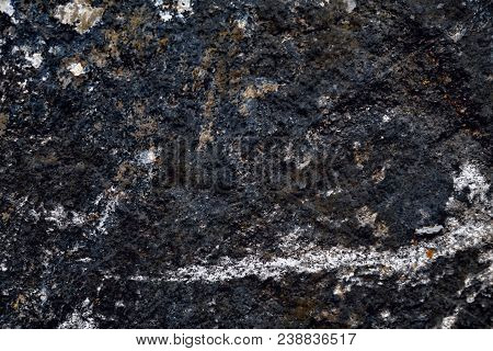 Granite Black With White Stripes Background, Clouse Up