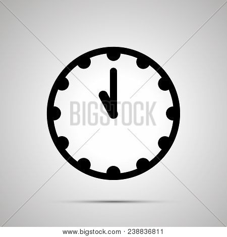Clock Face Showing 11-00, Simple Black Icon Isolated On White