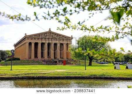 Nashville, Tennessee - April 27, 2018 - The Parthenon In Nashville, Tennessee Is A Full Scale Replic