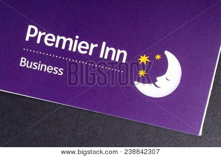 London, Uk - March 27th 2018: A Close-up Of The Premier Inn Logo, Pictured On An Information Leaflet