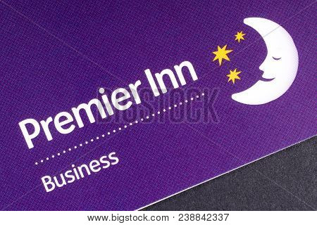 London, Uk - March 27th 2018: A Close-up Of The Premier Inn Logo, Pictured On An Information Leaflet