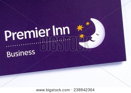London, Uk - March 27th 2018: A Close-up Of The Premier Inn Logo, Pictured On An Information Leaflet