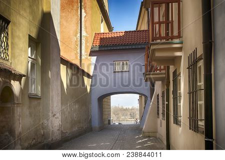 Warsaw, Poland - April 28, 2018: Late-renaissance Style Burgher Houses Which Were Rebuilt After The 