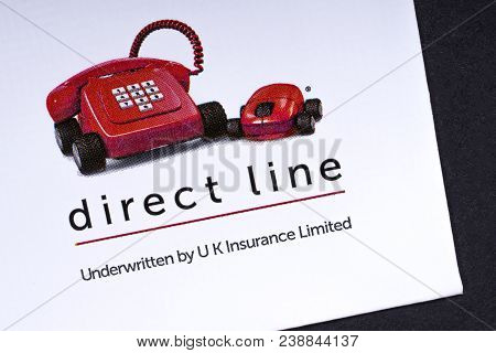 London, Uk - March 27th 2018: A Close-up Of The Direct Line Company Logo, Pictured On The Bottom Of 