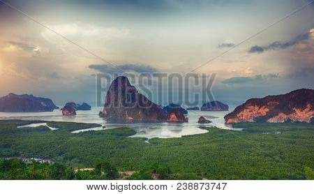 Beautiful sunset at Samet Nangshe Viewpoint. Thailand