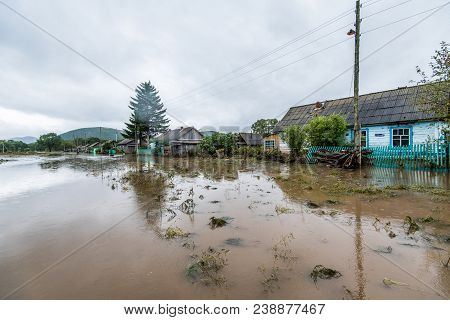 Antonovka, Primorsky, Russia - September 05, 2016: The Village Antonovka Flooded After The Typhoon 
