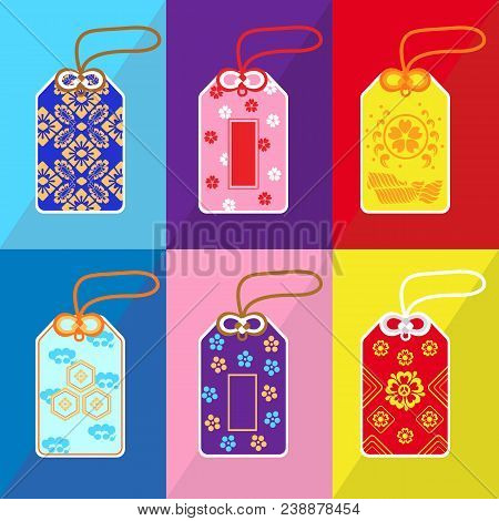The Traditional Japanese Amulets Vector Colorful Styles