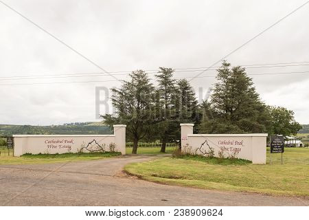 Winterton, South Africa - March 18, 2018: Entrance Of The Cathedral Peak Wine Estate Near Winterton 