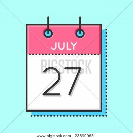 Vector Calendar Icon. Flat And Thin Line Vector Illustration. Calendar Sheet On Light Blue Backgroun