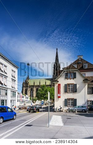 BASEL, SWITZERLAND - June 16, 2017: Old Town of Basel, Switzerland