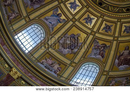 Budapest, Hungary - August 20, 2017:interior In The Basilica Of St. Istvan In Honor Of St. Istvan Da