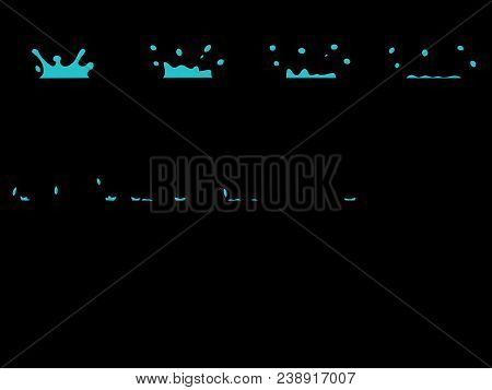 Sprite Sheet Of A Splash. Animation For Game Or Cartoon. 1024x1024. Ready For Games, Crytech, Unreal