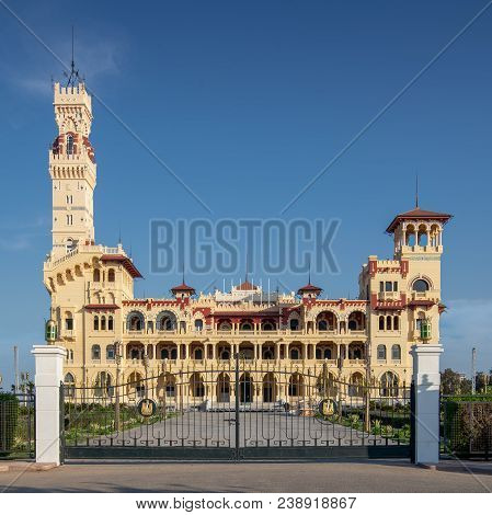 Front View Of The Royal Palace At Montaza Public Park Before Sunset, Alexandria, Egypt