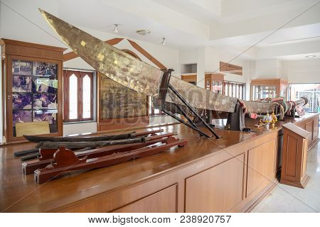Uttaradit, Thailand - June 20 2016: The Biggest Composite Steel (in Thai Name Lek Nam Phi) Sword In 