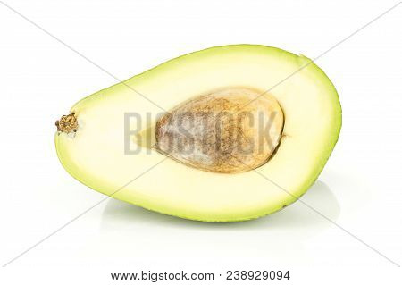 One Green Smooth Avocado Half With A Seed Isolated On White Background Bacon Variety