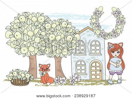 Clip Arts Fox Fairy Tale Color Illustration Magic Beautiful Picture Paint Drawing Set Scrapbooking B