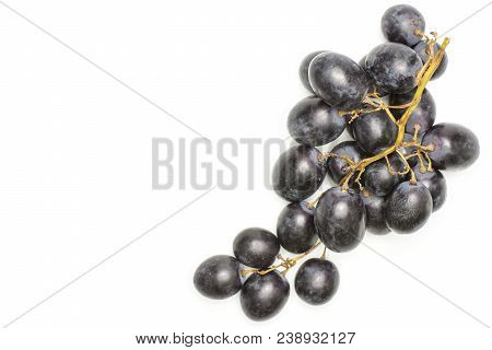 Black Grape Cluster (autumn Royal Variety) Top View Isolated On White Background