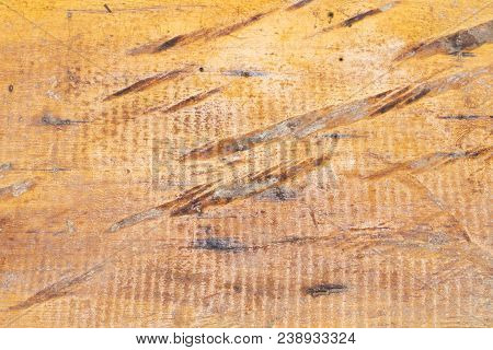 Grungy Wooden Surface Texture. Warm Brown Timber Texture Macro Photo. Natural Wood Background. Distr