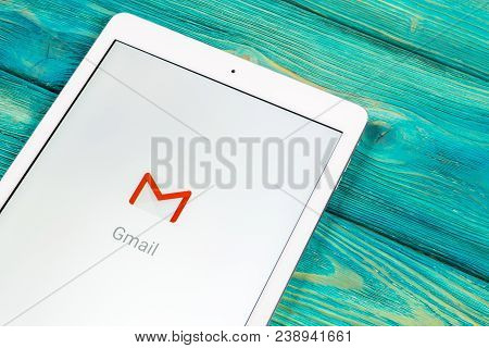 Sankt-petersburg, Russia, April 2, 2018: Google Gmail Application Icon On Apple Ipad Smartphone Scre