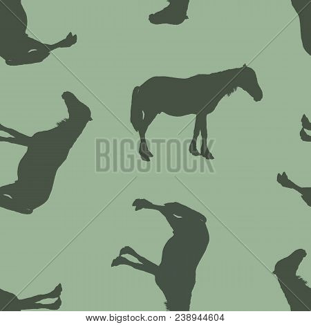 Seamless Pattern. Silhouette Of A Horse In Pastel Colors.