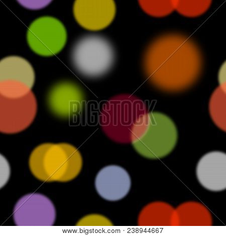 Seamless Pattern. Multicolored Circles On A Black Background.