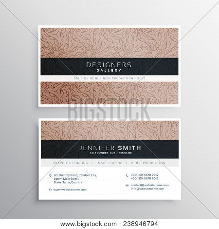 Corporate Business Card Template Layour With Brown Abstract Swirl Pattern
