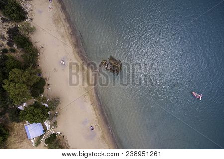 Panoramic Aerial View Of  The Beach At Greek Town Of Tolo
