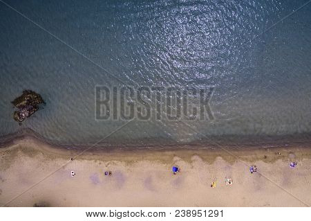 Panoramic Aerial View Of  The Beach At Greek Town Of Tolo