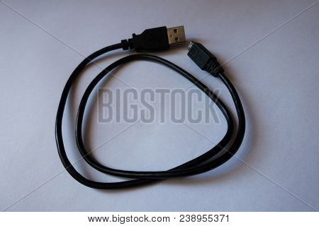 Black Cable With  Usb And Microusb Type B Connectors
