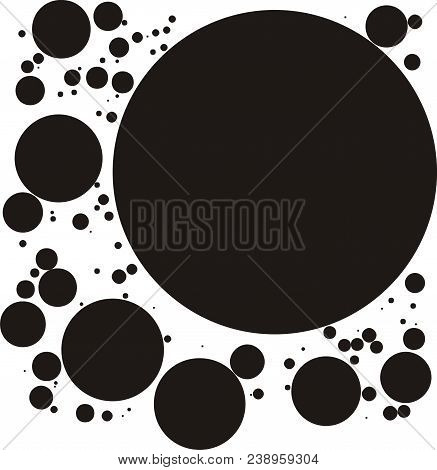 Pattern With Circles, Peas Of Different Sizes Randomly, Randomly Scattered On A White Background. Bl