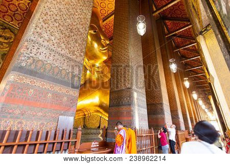 Wat-pho, Bangkok Thailand:- April 13, 2018:-: Wat Pho Or The Official Name Is Wat Pho As The Oldest 