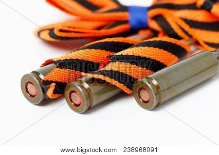 Bant St. George Ribbons And Cartridges Isolated On White Background As A Symbol.