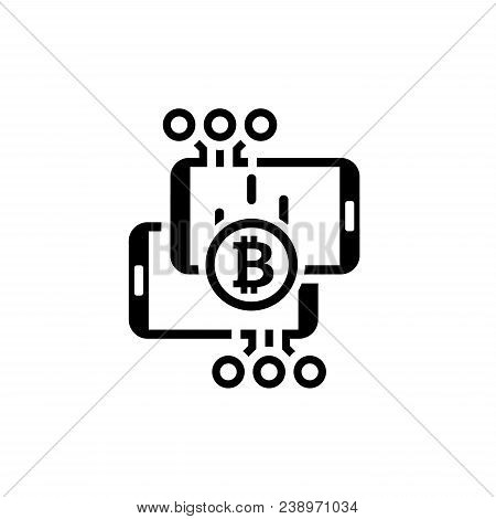 Bitcoin Transaction Icon. Modern Computer Network Technology Sign. Digital Graphic Symbol. Card Proc