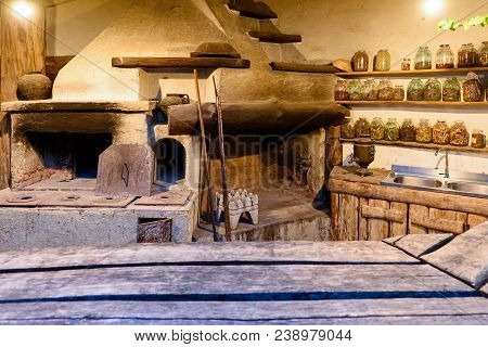 Traditional Rustic House Fireplace In Butuceni Village