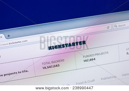 Ryazan, Russia - April 29, 2018: Homepage Of Kickstarter Website On The Display Of Pc, Url - Kicksta