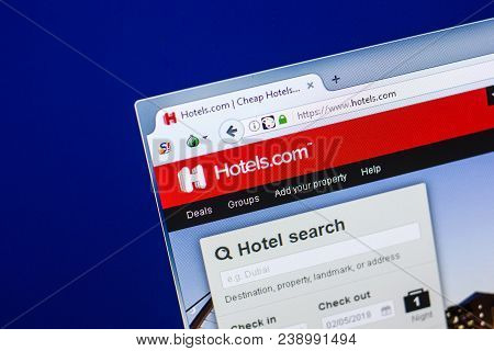 Ryazan, Russia - April 29, 2018: Homepage Of Hotels Website On The Display Of Pc, Url - Hotels.com.