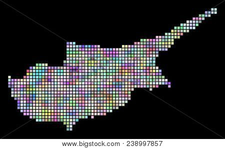 Dot Cyprus Map. Vector Geographic Map In Smoothed Variable Colors On A Black Background. Vector Coll