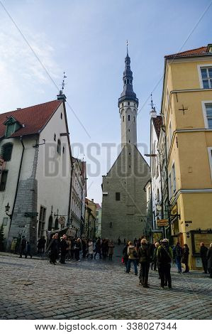 Tallinn, Estonia - March 27, 2010:  Olde Hansa Restaurant On Vanaturu Kael Street And Town Hall, In 