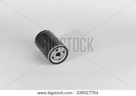 Oil Filter. On A White Background There Is No Isolation. Engine Spare Part, Excellent Material. Main