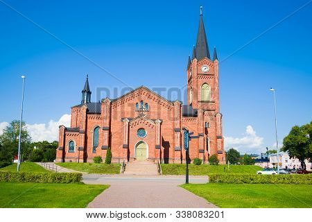 View Of The Ancient Lutheran Church On A Sunny August Day. Loviisa, Finland