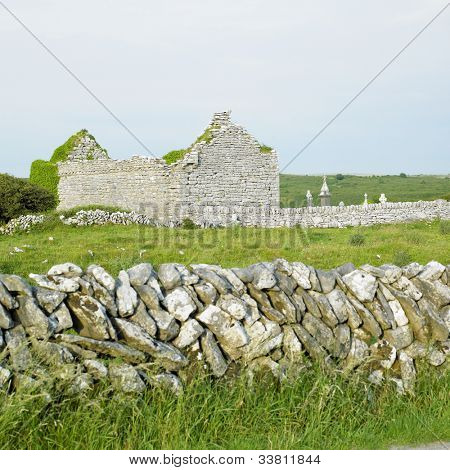 ซากปรักหักพังของโบสถ์ Carran, Burren คันตี้แคล์ ไอร์แลนด์
